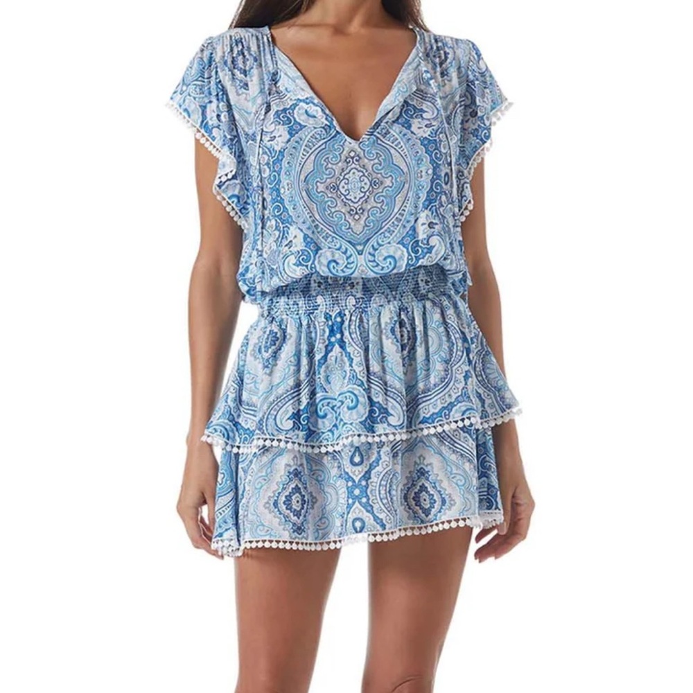 Melissa Odabash Keri Blue and White Paisley Dress - Picture 2 of 7